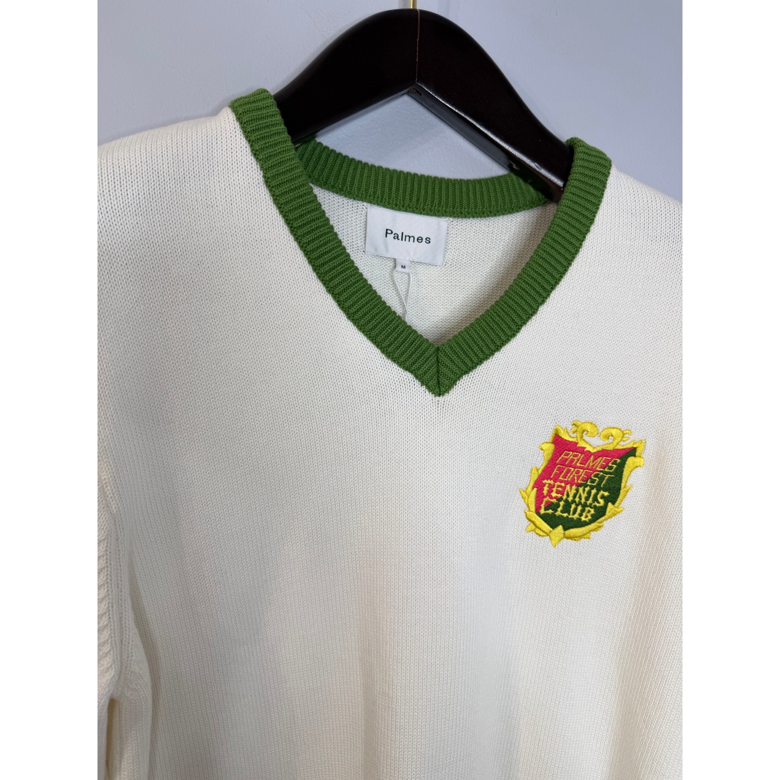 Palmes Off-White Pftc V Neck Knit Sweater Cotton Tennis Preppy Sz M New — image 4 of 8